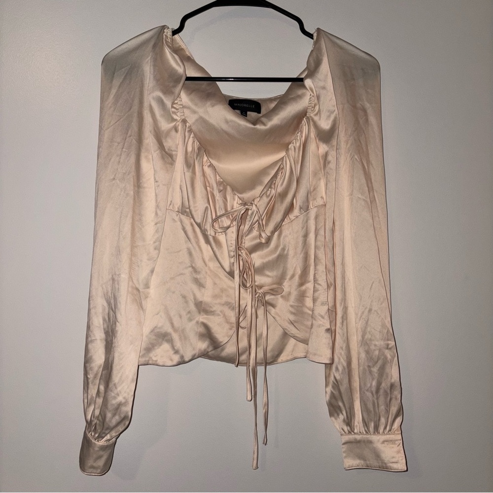 MAJORELLE Blush Satin Blouse